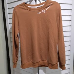 Brown Sweatshirt with Embroidered Detail SPOOKY SEASON Decorated Sleeves